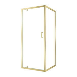 Pack Porte de Douche Pivotante 80x200cm et Retour 80cm - Profilés Or Doré Brossé - Verre 6mm