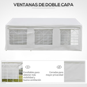 Carpa para Fiestas de Jardín 6x3m con 4 Paneles Laterales 2 Puertas y 6 Ventanas