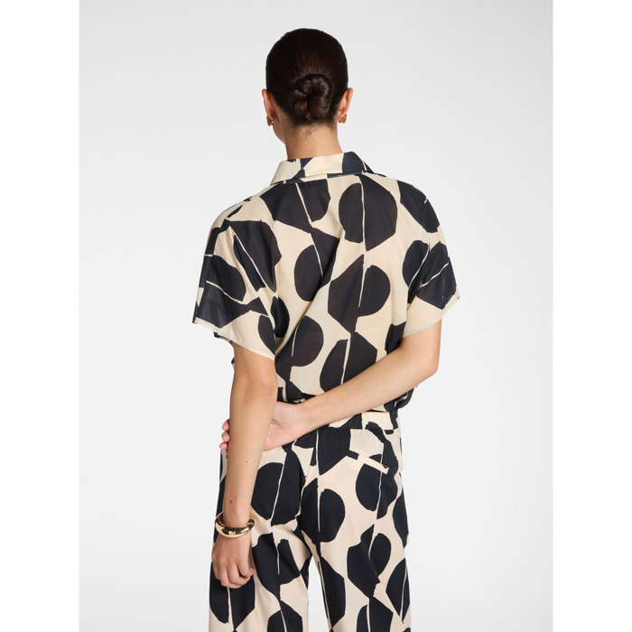 Elena Mirò - Camicia in mussola cotone stampata - Nero