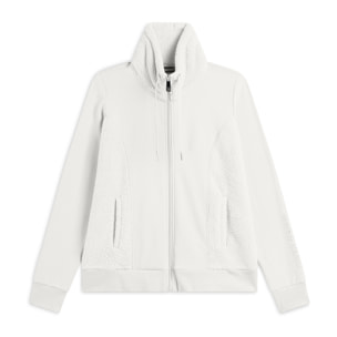 Felpa donna zip e collo alto con inserti in tessuto teddy
