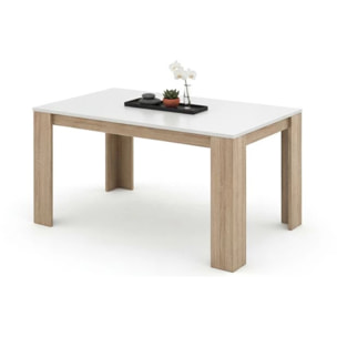 Mesa de comedor Naya en roble canadian y blanco artik 140X80 cm Roble Canadian - Blanco Artik (Blanco Mate)