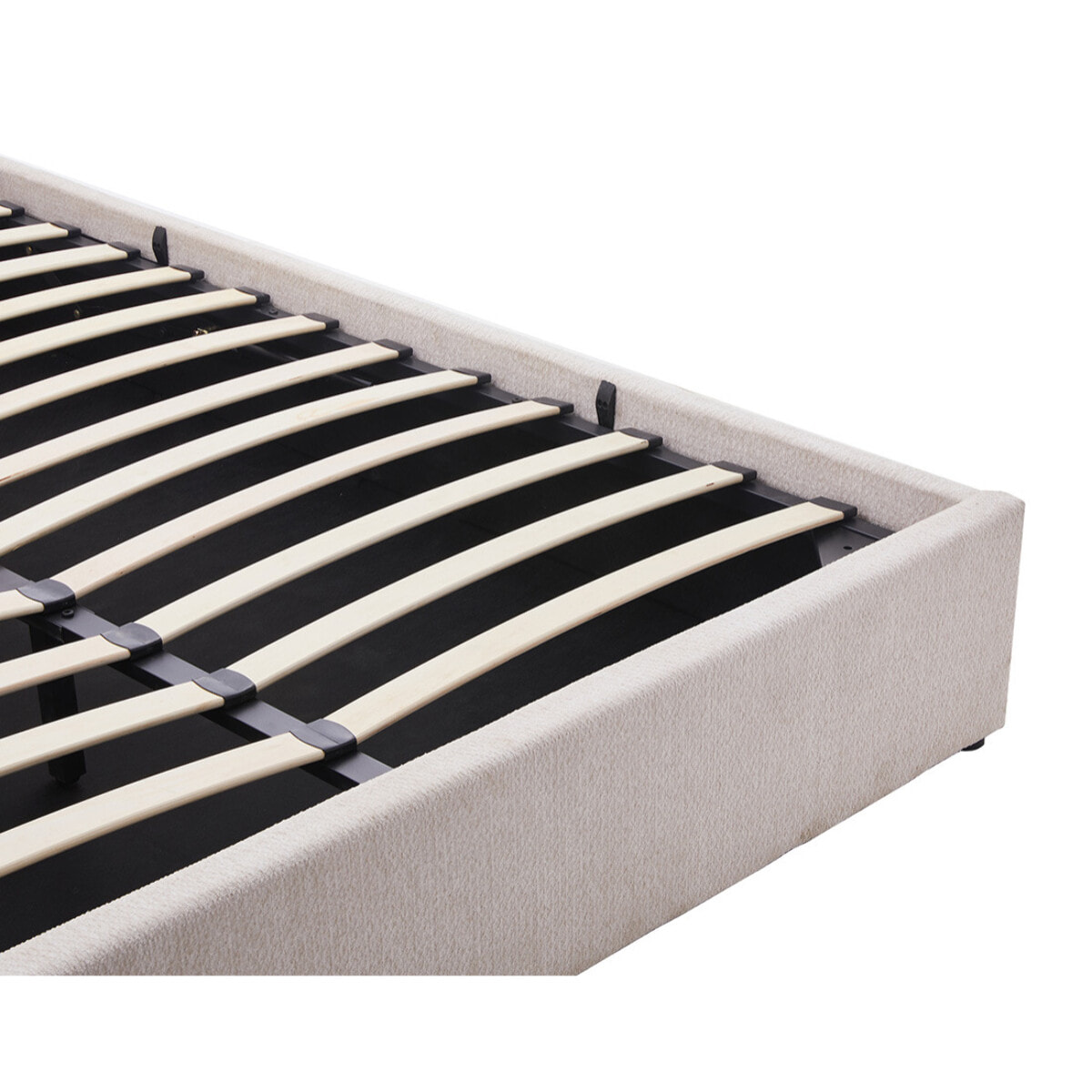 Lucas - lit coffre - 160x200 cm - en velours texturé - Beige