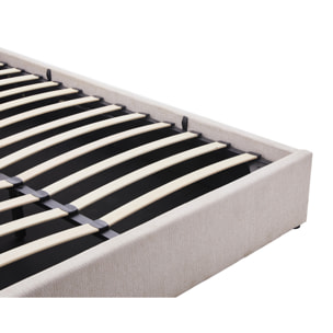 Lucas - lit coffre - 160x200 cm - en velours texturé - Beige