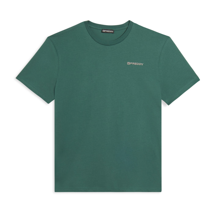 T-shirt basic in cotone con logo lato cuore