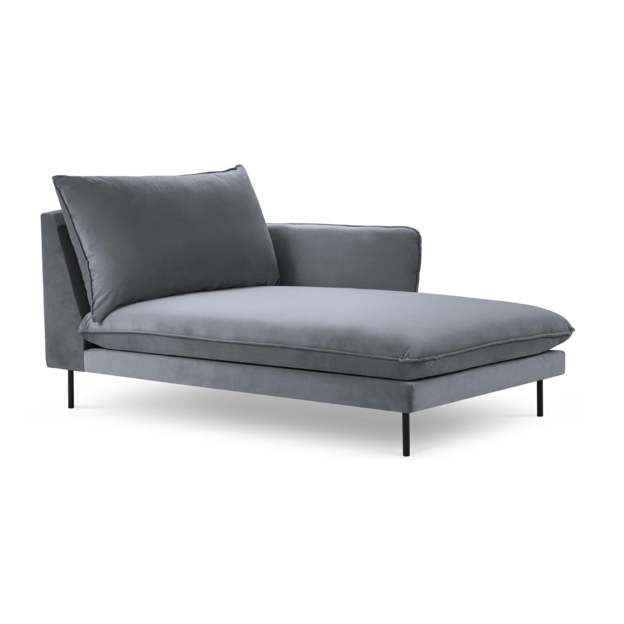 Méridienne droite "Vienna" en velours bleu gris