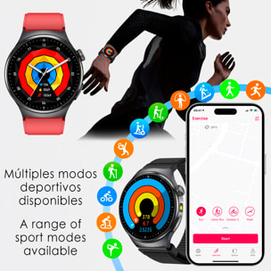Smartwatch TK27. Llamadas Bluetooth con funciones avanzadas de salud: medición de glucosa, lípidos y ácido úrico, temperatura corporal, ECG, micro examen físico y composición corporal.
