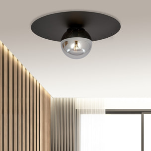Lampada da soffitto SOLAR con struttura in metallo nero opaco e vetro grafite