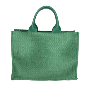 Borsa a mano da donna - Modello False - Misto pelle e tessuto - 31.0 x 41.5 x 15.5 cm