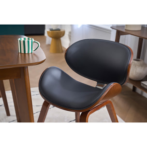Chaise design noir et bois foncé noyer WALNUT