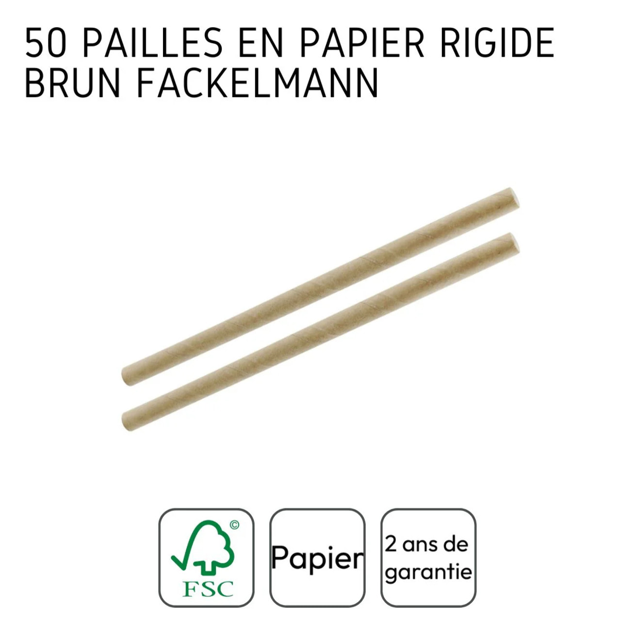Boite de 50 pailles en papier rigide brun 15 cm Fackelmann Nature