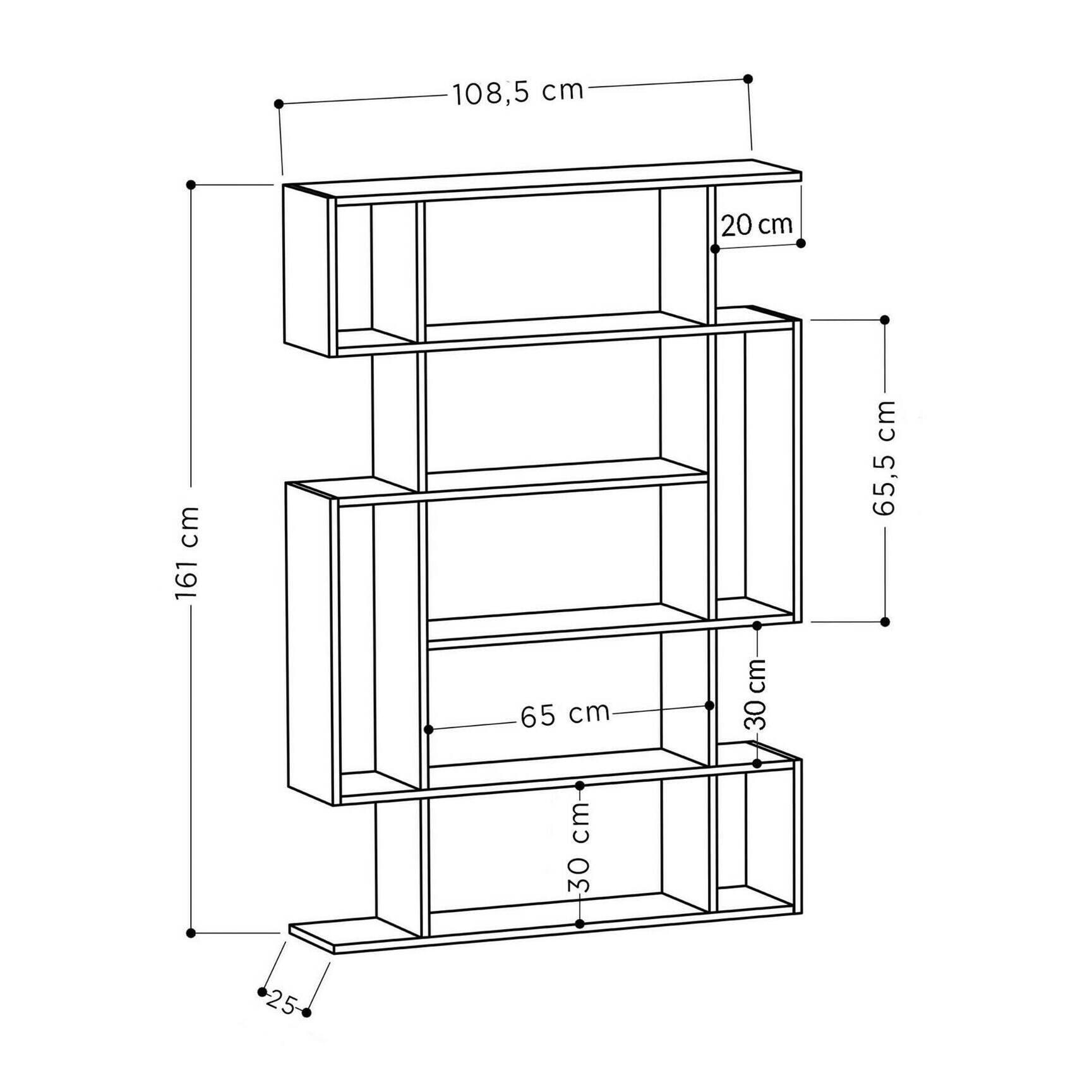 Libreria Daba, Scaffale da ufficio, Mobile portalibri, Biblioteca, 110x26h161 cm, Quercia e Antracite