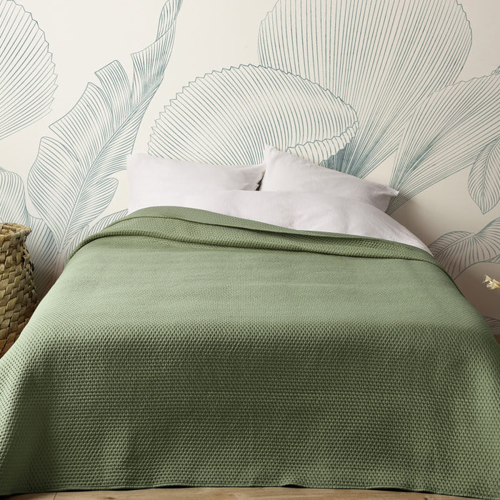 Jeté de lit matelassé léger motif capitonné - Kaki