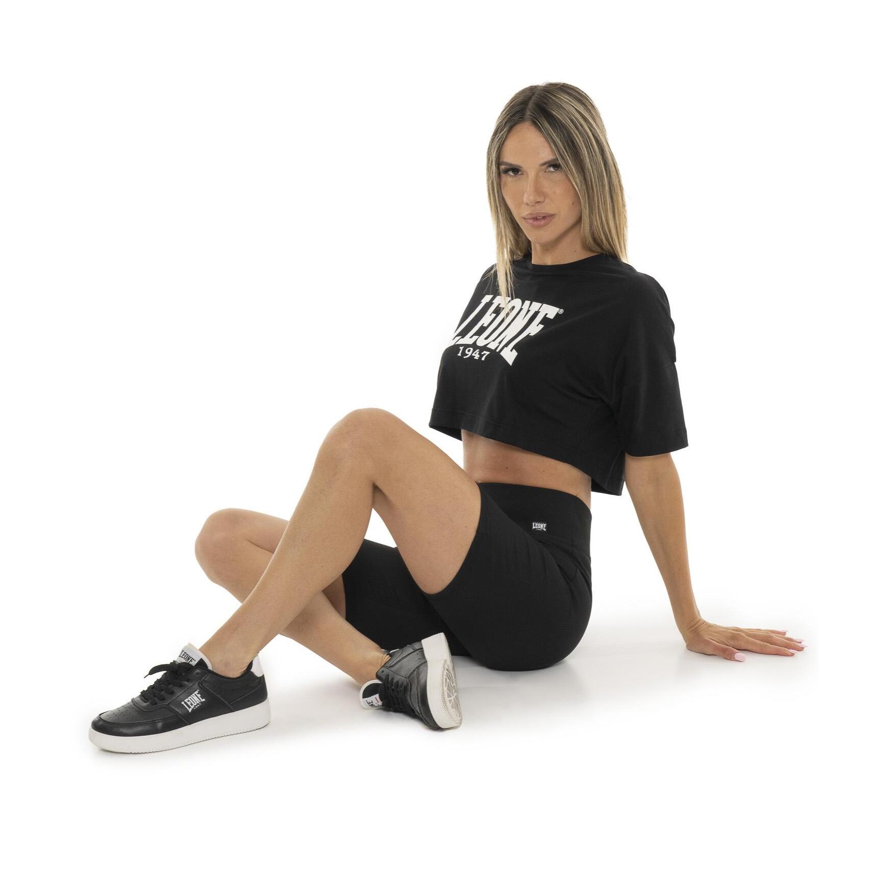 Legging corto de mujer Leone Basic de canalé elástico