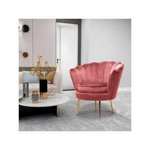 Fauteuil velours "Floria" - 70 x 73 x 76 cm - Rose