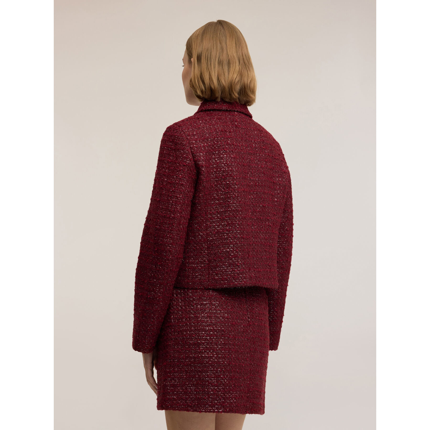 Motivi - Chaqueta cruzada en bouclé - Burgundy