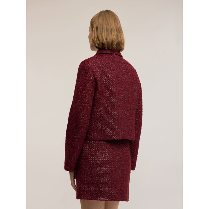 Motivi - Chaqueta cruzada en bouclé - Burgundy