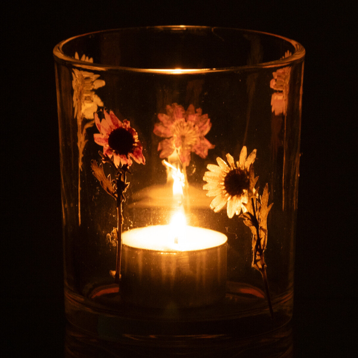 J-Line photophore Peggy Fleurs - verre - transparent - small