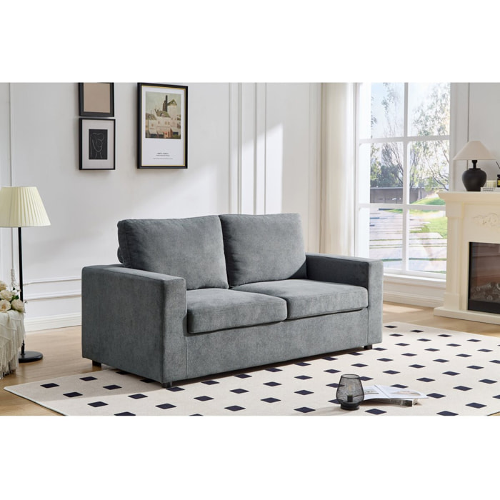 Canapé convertible express en tissu "Elena" - 3 places - Couchage 140 cm - Gris