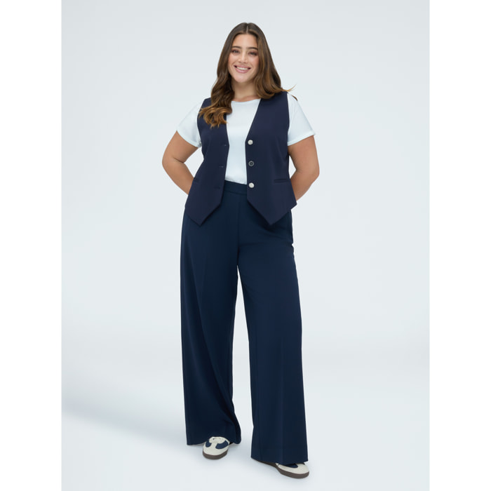 Fiorella Rubino - Pantalones Wide Leg en tejido stretch - Azul