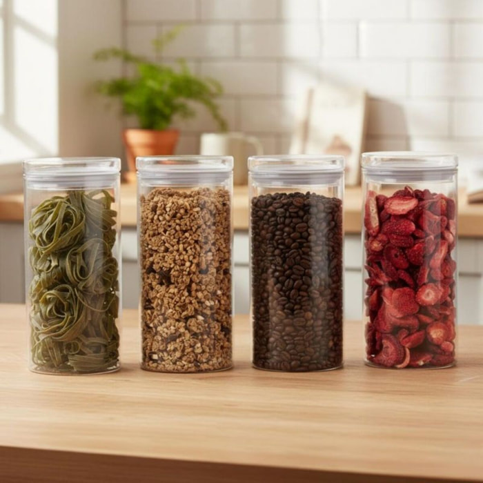 Set 4 bocaux et couvercle en verre de haute qualité Classbach C-VD4028