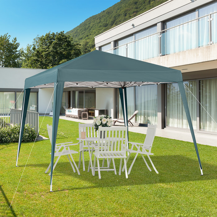 Outsunny Carpa Plegable 2,4x2,4 m, Pop-up, Cenador Pabellón de Jardín, Altura Ajustable con Bolsa de Transporte, Anti-UV, Impermeable, Gazebo para Camping, Fiestas, Exterior, Verde