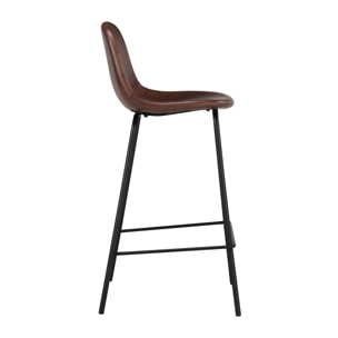 Lot de 2 chaises pour îlot central 65 cm en cuir synthétique marron - Henrik
