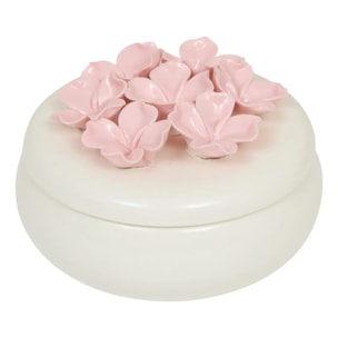 Boîte déco Fleur de rose D11cm en céramique
