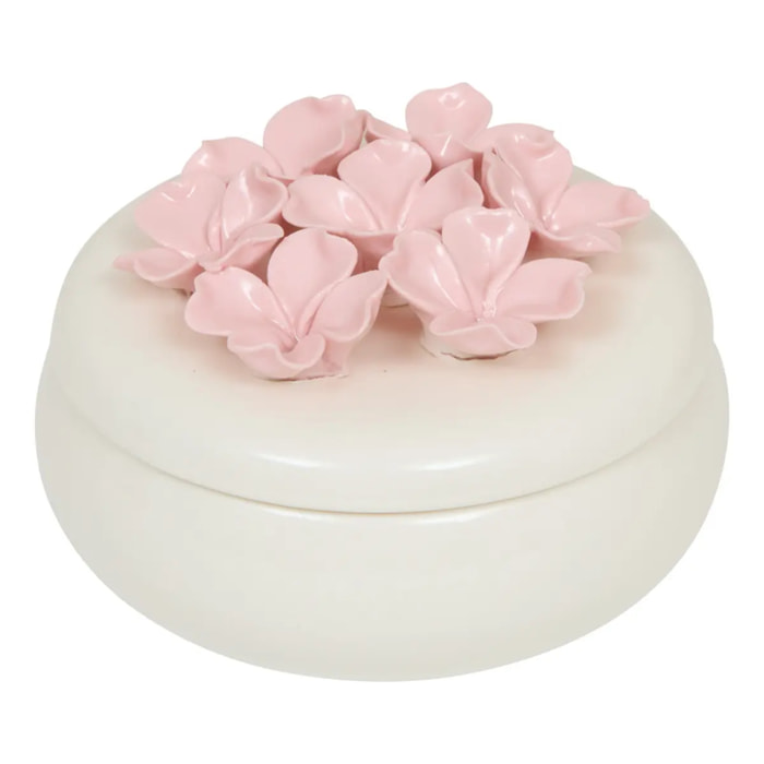 Boîte déco Fleur de rose D11cm en céramique