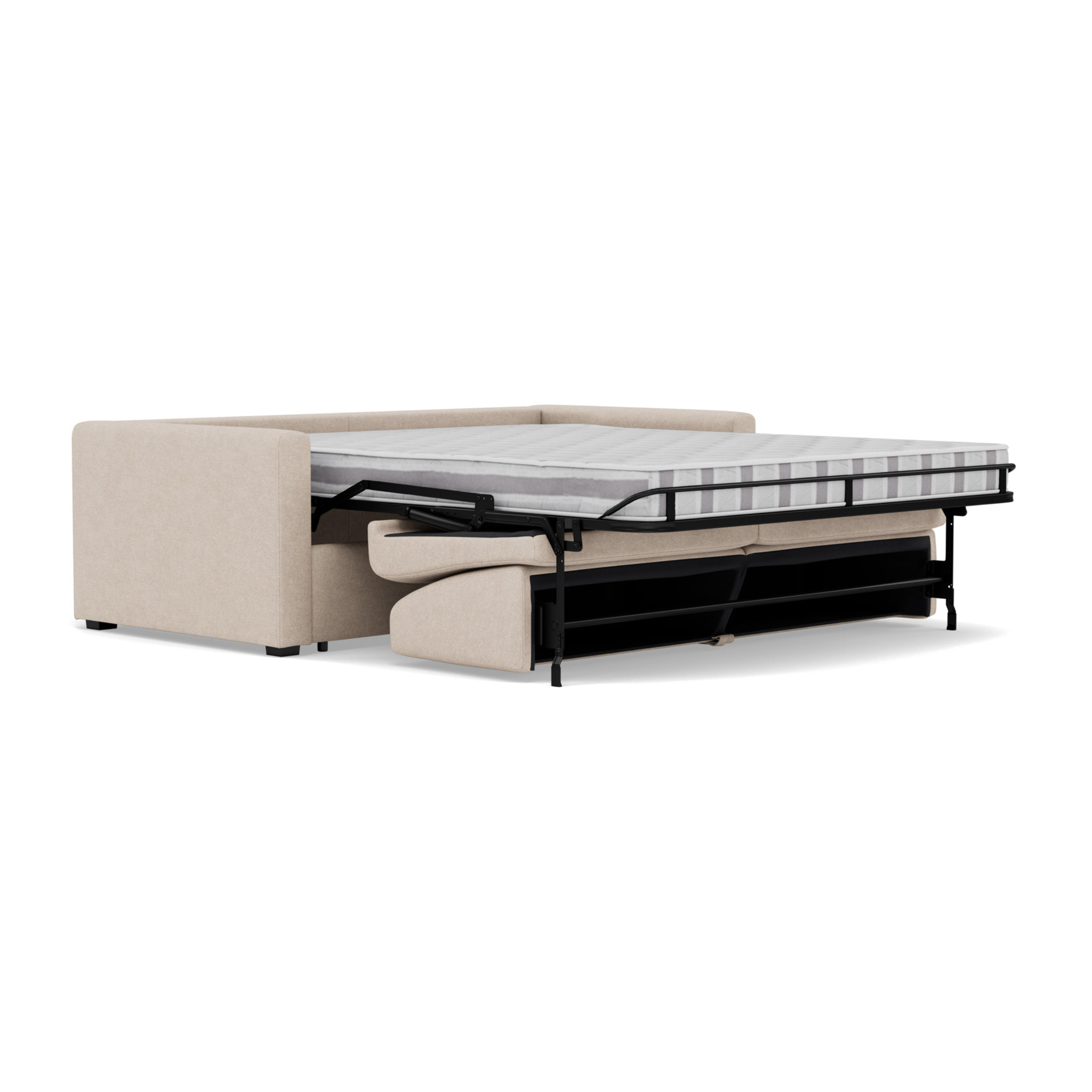 Julia - canapé 3 places convertible couchage quotidien matelas 14 cm en tissu - Beige