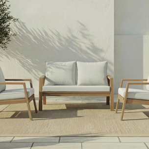 Ensemble de canapé, fauteuil et chaise de jardin Tiare -bois dacacia massif et revêtement-couleur naturel 126 x 76 x 85 cm