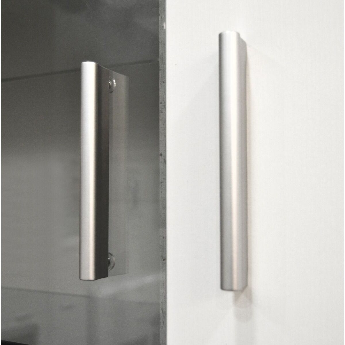 Parete Attrezzata Da Soggiorno Salotto Moderna Con Ante Mensole Vani A Giorno Vetrinetta Mobile TV Design Moderno 293x193x50 Cm Bianco Grigio Cemento