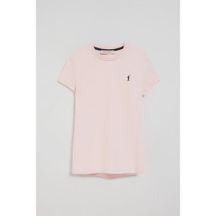 Maglietta rosa a maniche corte con logo Rigby Go ricamato