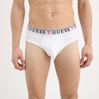 Slip Brian (x3) - coton biologique - logo - blanc