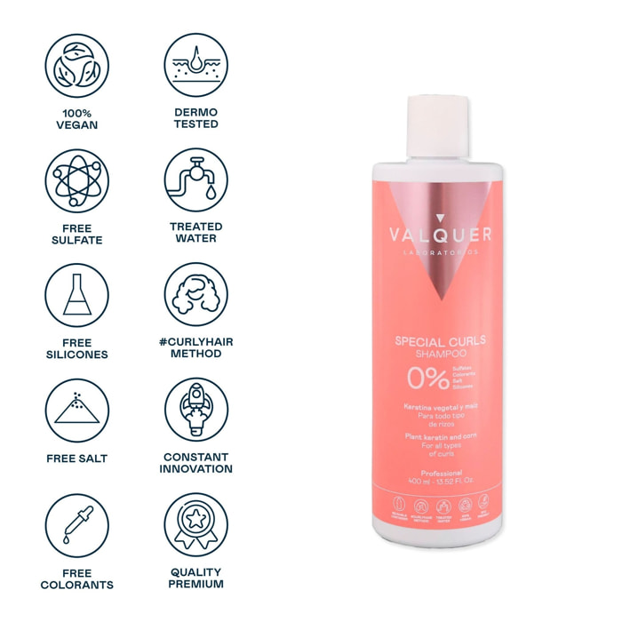 Valquer Champú especial rizos Método Curly Girl- 1000 ml