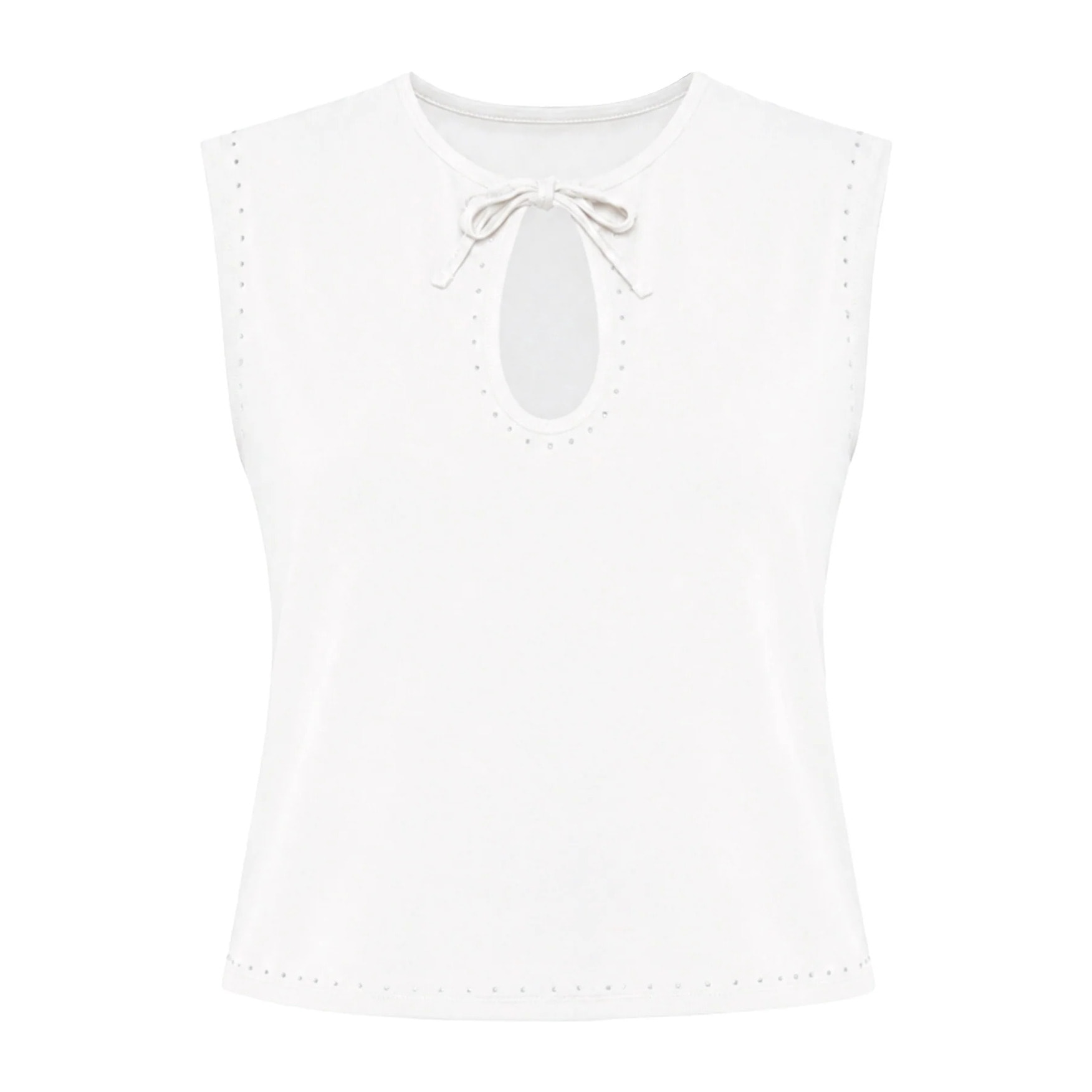 Top tipo cut out con lazo en el escote y tirantes de mujer