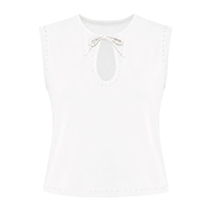 Top tipo cut out con lazo en el escote y tirantes de mujer