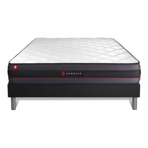 Ensemble - Matelas Mémoire de forme 24cm d'épaisseur - 5 zones de confort - Confort ferme - Sommier tapissier monobloc - 2 places