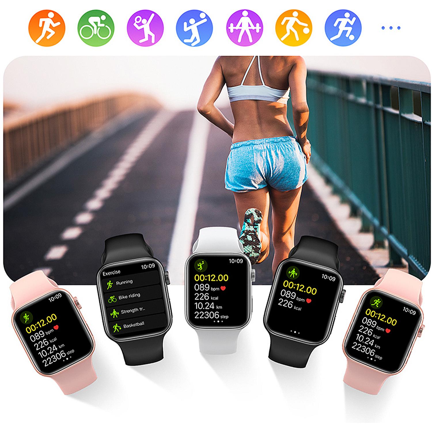 Smartwatch T900 Pro 8 con schermo 1.8 HR, monitoraggio frequenza cardiaca e O2 nel sangue. Varie modalità sportive, notifiche delle app.