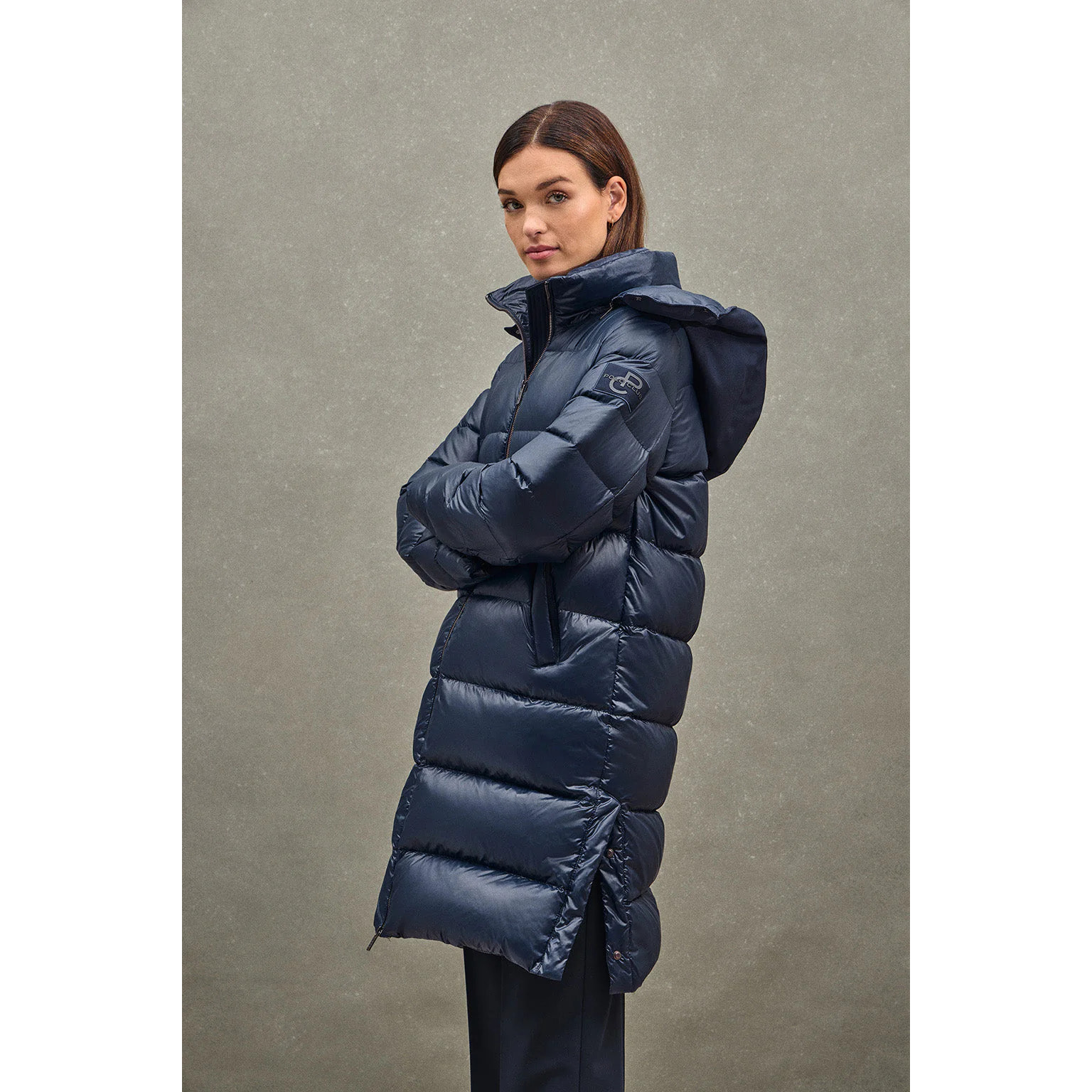 Chaqueta de plumas Olena azul marino con logo Polo Club