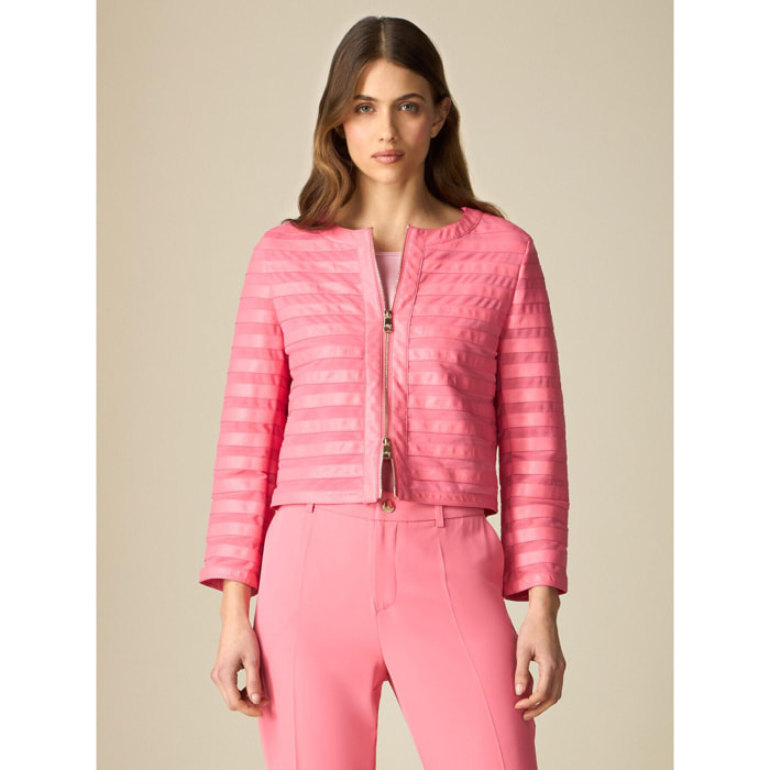 Oltre - Chaqueta bolero elaborada a rayas - Rosa