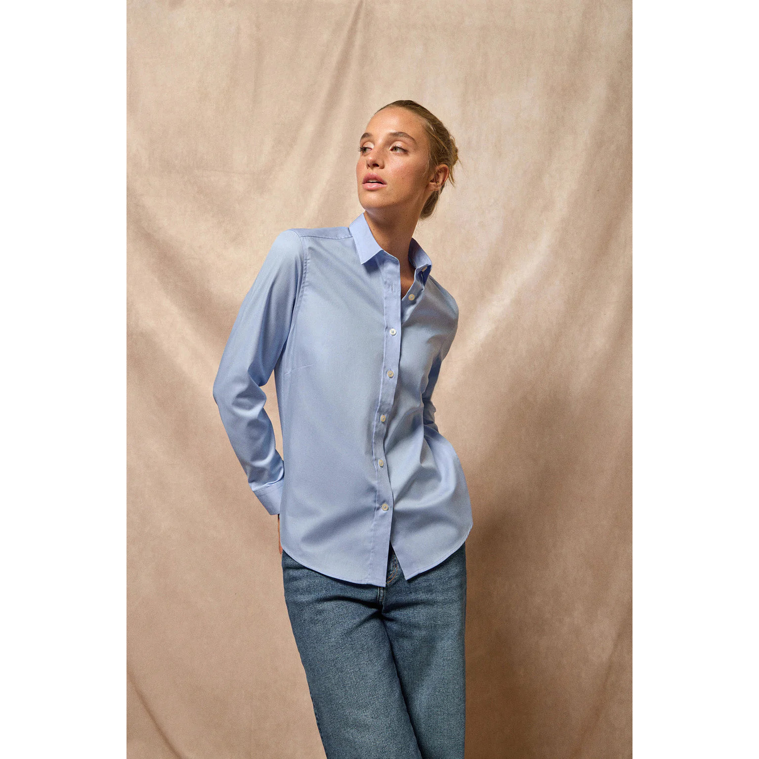 Camicia regular fit celeste con ricamo Polo Club