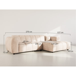 Curtis - canapé d'angle droit 4 places en simili - Cognac