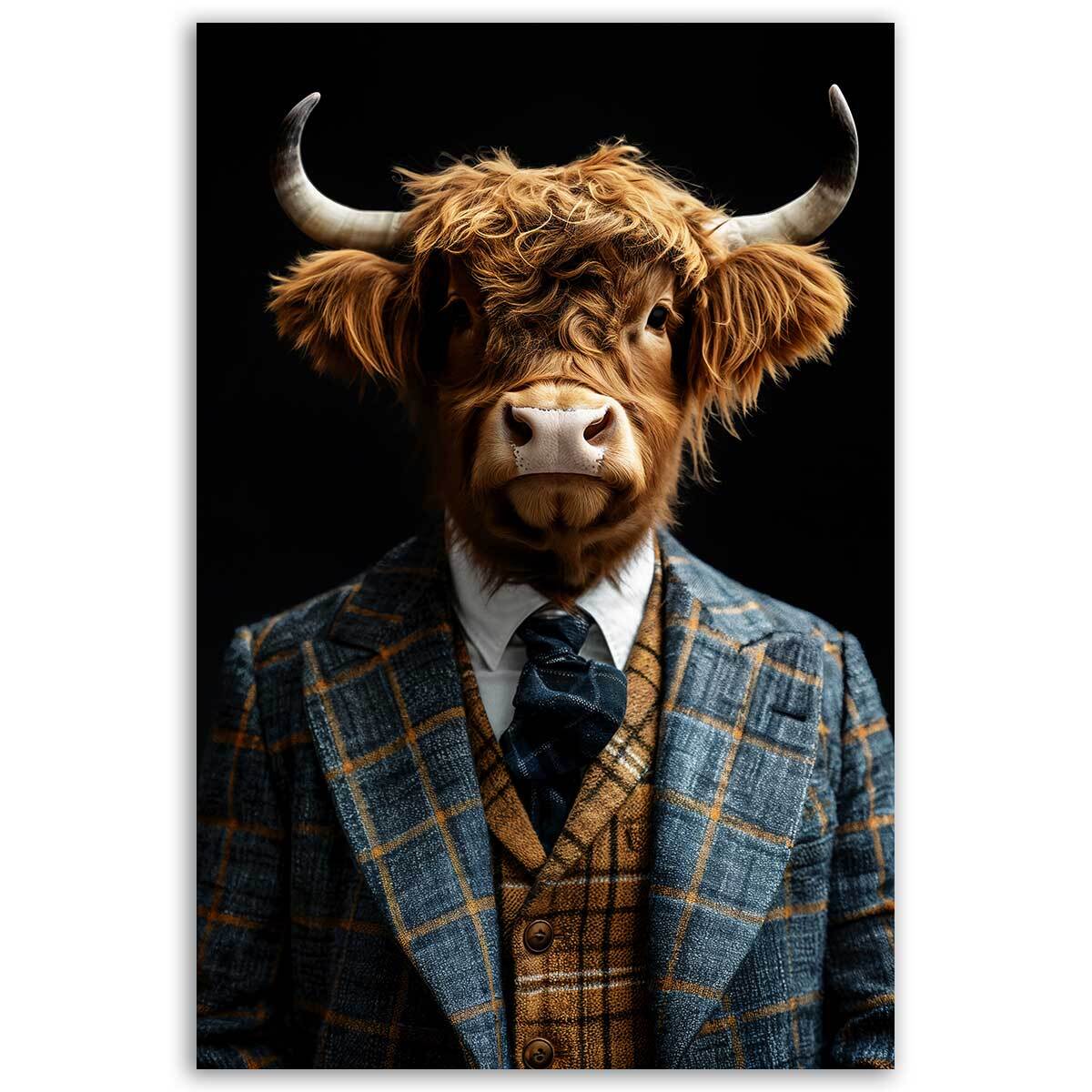 Tableau animaux habillés Highlander wild suits Toile imprimée