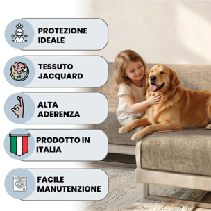 COPRIDIVANO PENISOLA DESTRA COMFORT, Antiscivolo, Cotone+Microfibra+Fibre Varie, Made in Italy - MARRONE