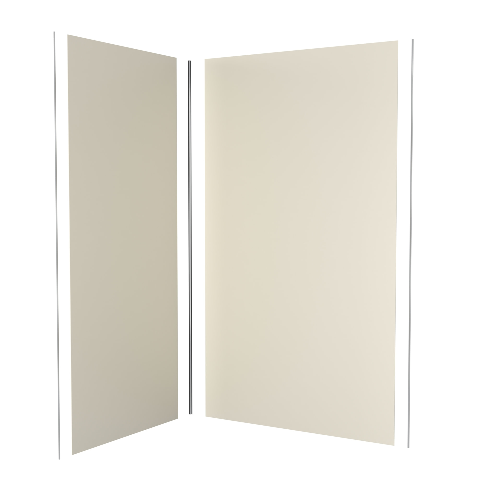 Lot de 2 Panneaux Muraux Aluminium Ivoire 90+120x210 cm avec Profilés Chrome - WALL'IT