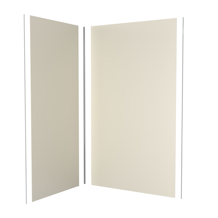 Lot de 2 Panneaux Muraux Aluminium Ivoire 90+120x210 cm avec Profilés Chrome - WALL'IT