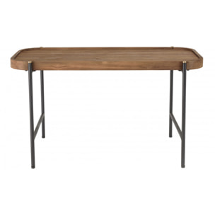 ALIDA - Table basse ovale 85x43cm plateau en bois de teck recyclé