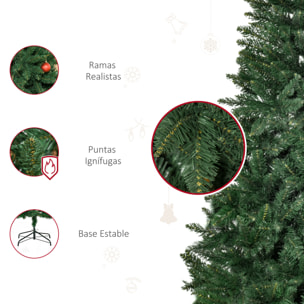 HOMCOM Árbol de Navidad Artificial 180 cm Ignífugo con 724 Ramas con 2 Tipos de Puntas de PVC Base Plegable y Soporte de Acero Decoración Navideña de Interior Verde