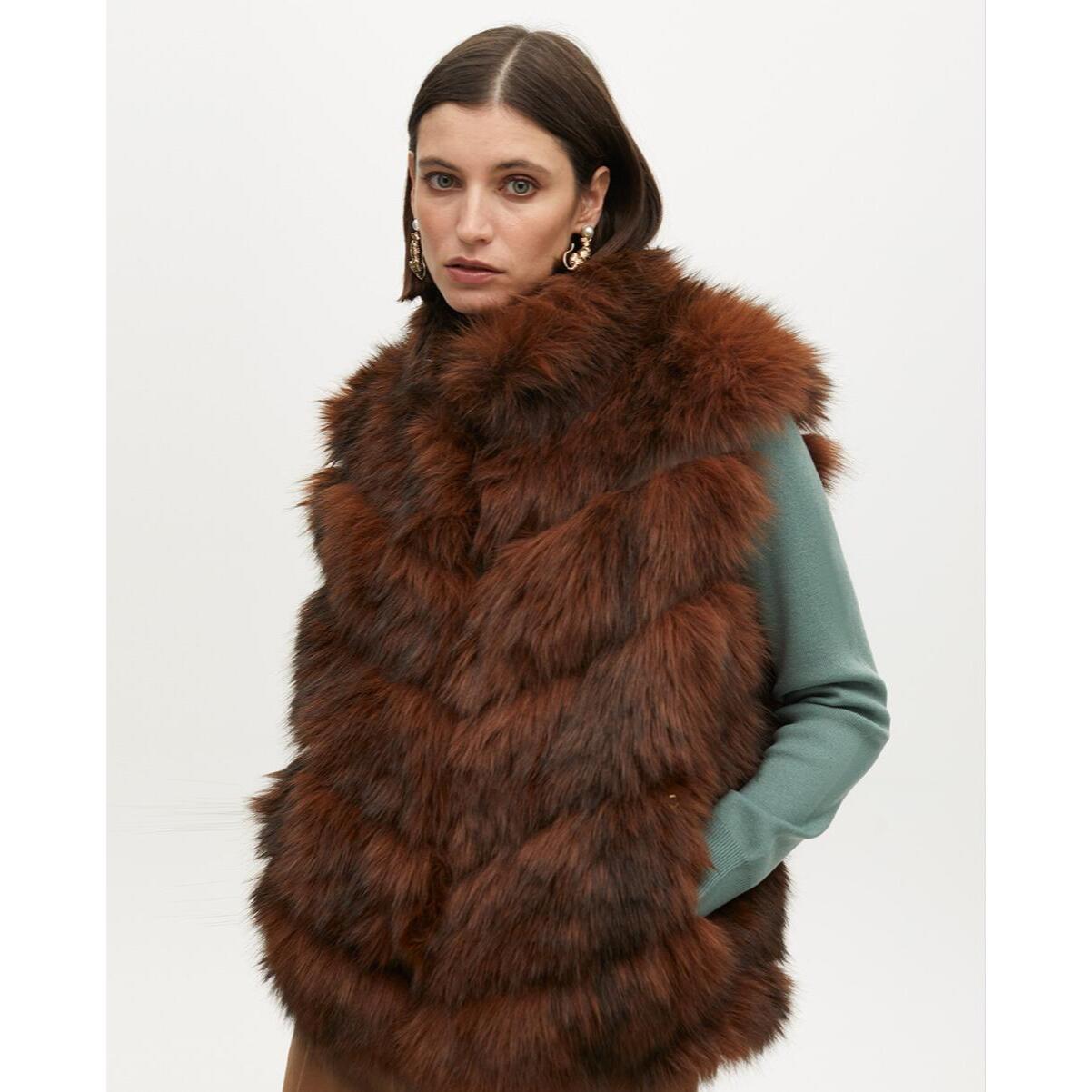 Gilet di Pelliccia con Stampa Interna