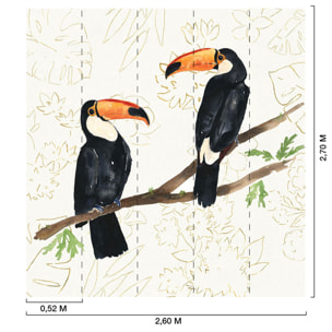 Papier peint exotique peinture murale deux toucans Intissé